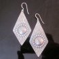 Hill Tribe Fine 925 Sterling Silver Earrings Diamond Shape Filigree Sunny Tribal