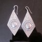 Hill Tribe Fine 925 Sterling Silver Earrings Diamond Shape Filigree Sunny Tribal