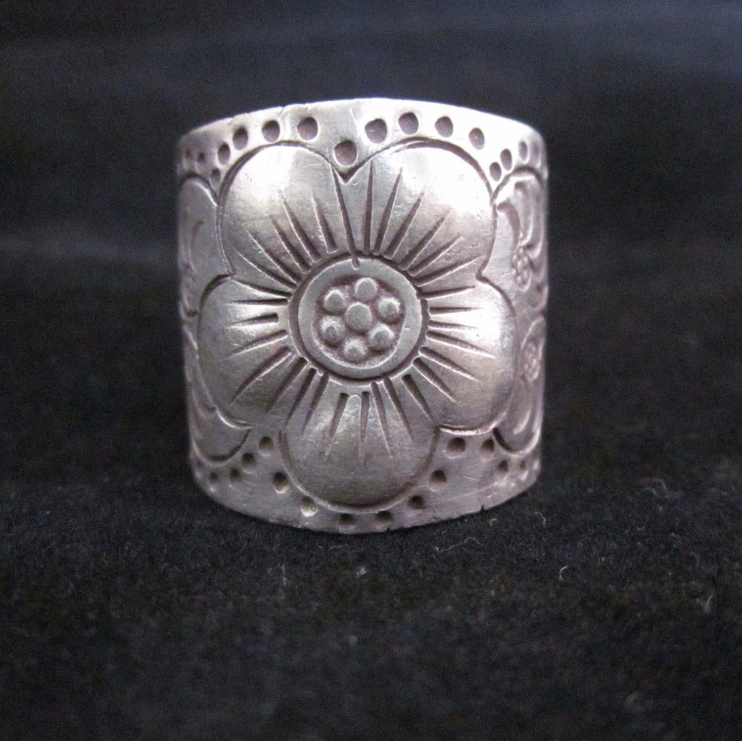 Fine Silver Jewelry Rings Ethno Anello Argento Adjustable Sakura Flowers 46018
