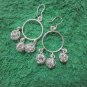 Hill Tribe Fine Sterling Silver Earrings Triple Nest balls Hanging Gorgeous Hoop