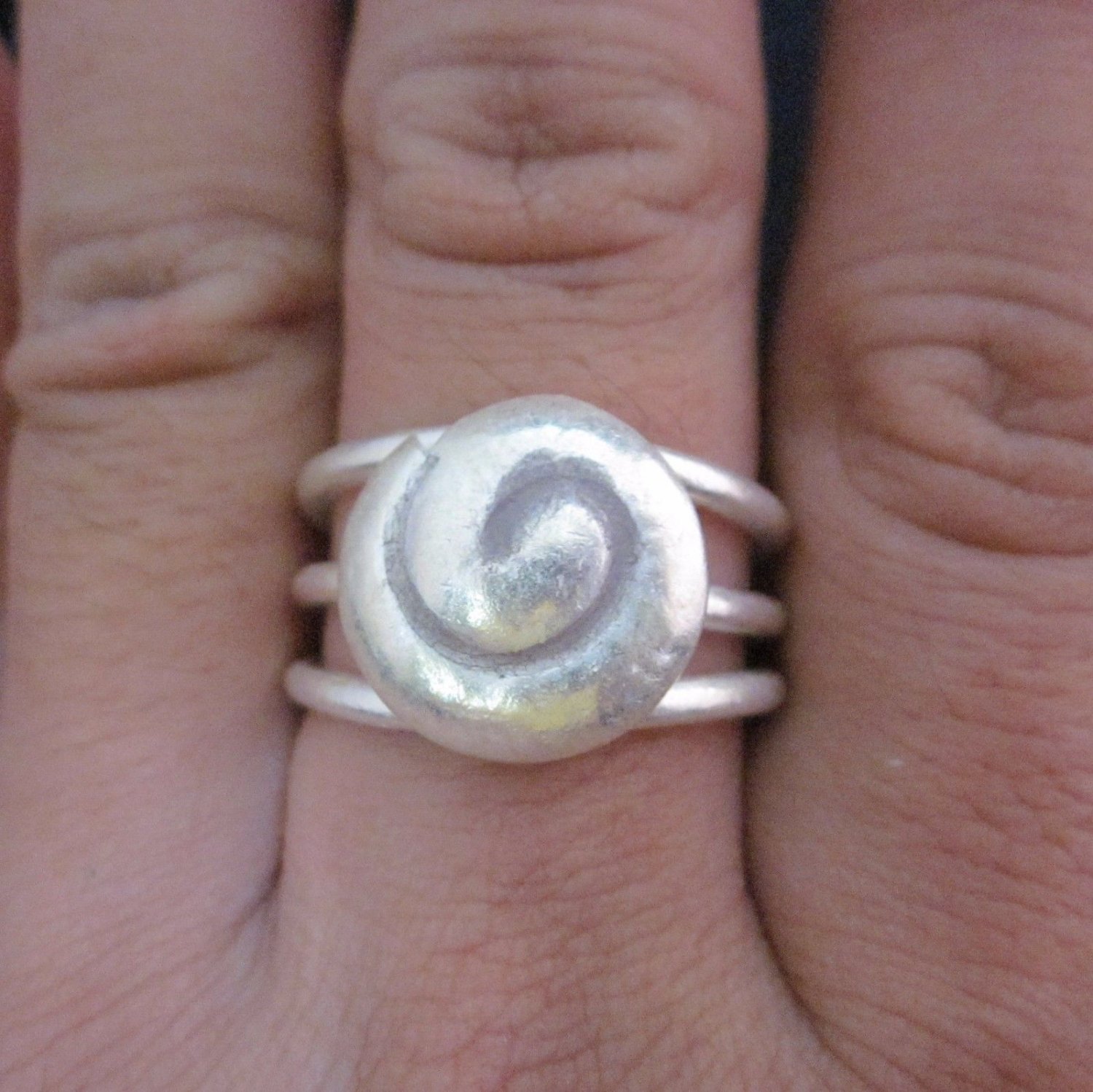 Fine Silver Jewelry Rings Ethno Anello Argento Adjustable Spiral Halo Band 46027