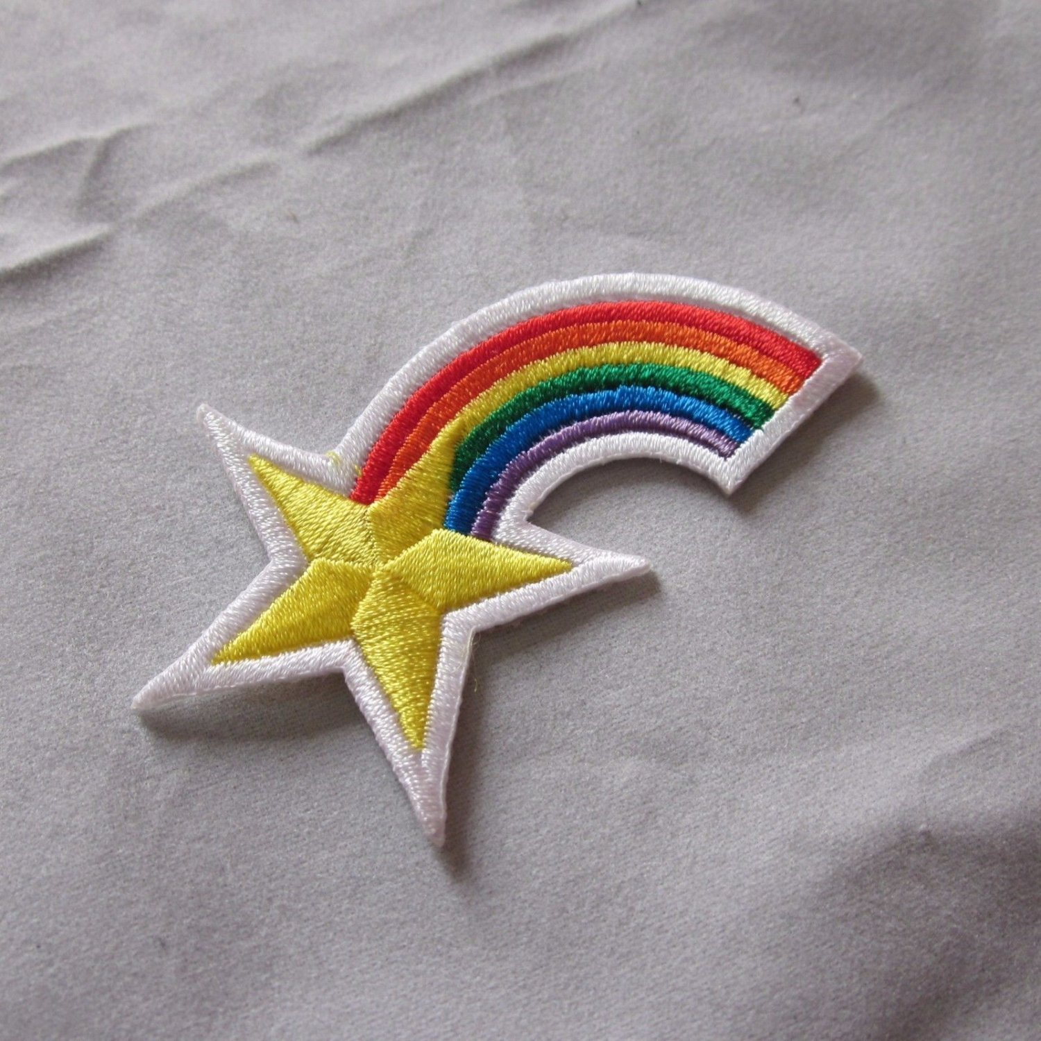 Iron on Sewing Patch Embroidered Emblem Cloth Applique Stardust Rainbow Meteor