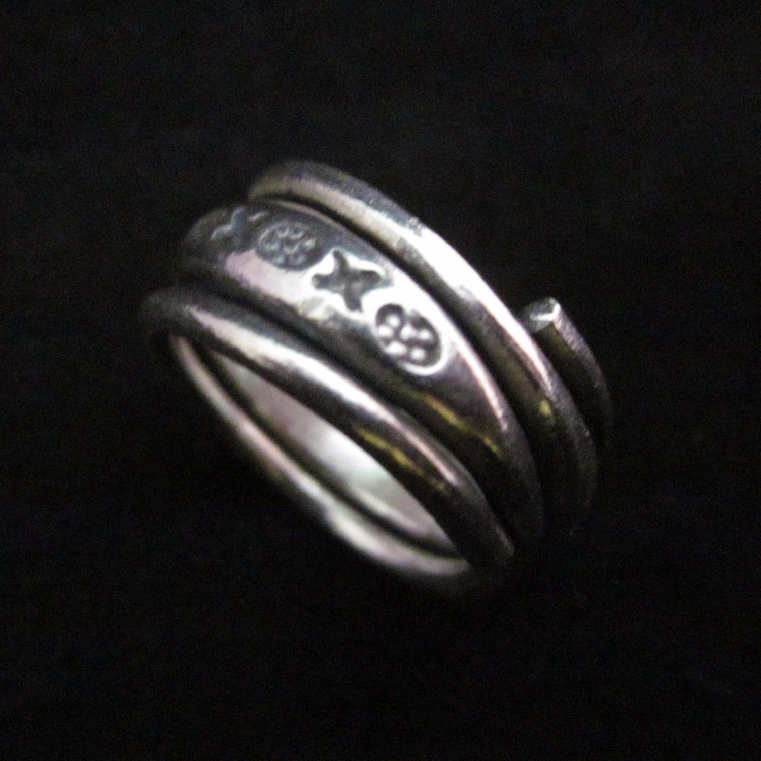 Fine Silver Jewelry Rings Ethno Anello Argento Adjustable Punk Coils Band 46011