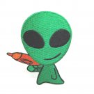 Iron On Patches Clothes Embroidered Badges Sewing DIY Green Baby Aliens UFO