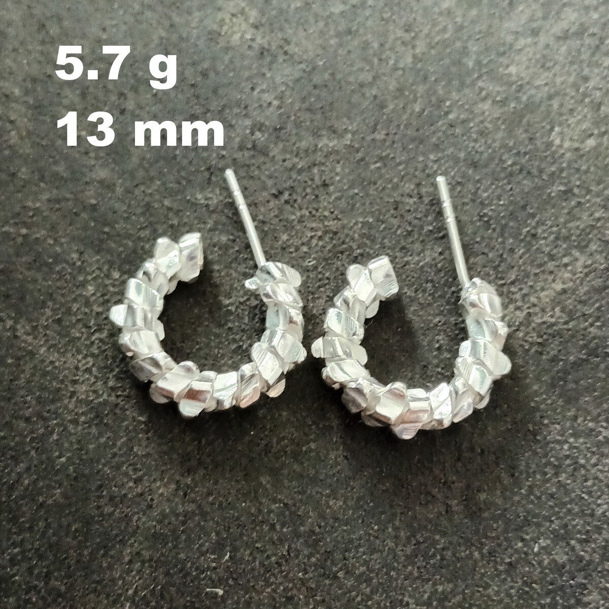 FINE SILVER EARRINGS VINTAGE CRAFT DANGLE ARTISAN 5g ROUGH STUD ROCK #E012