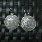FINE SILVER EARRINGS 925 STERLING CRAFT ROUND VINTAGE DANGLE