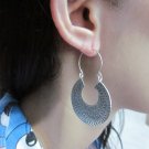 FINE SILVER EARRINGS 925 STERLING HOOP ROUND TRIBAL TRADITIONAL ASIAN WOMEN