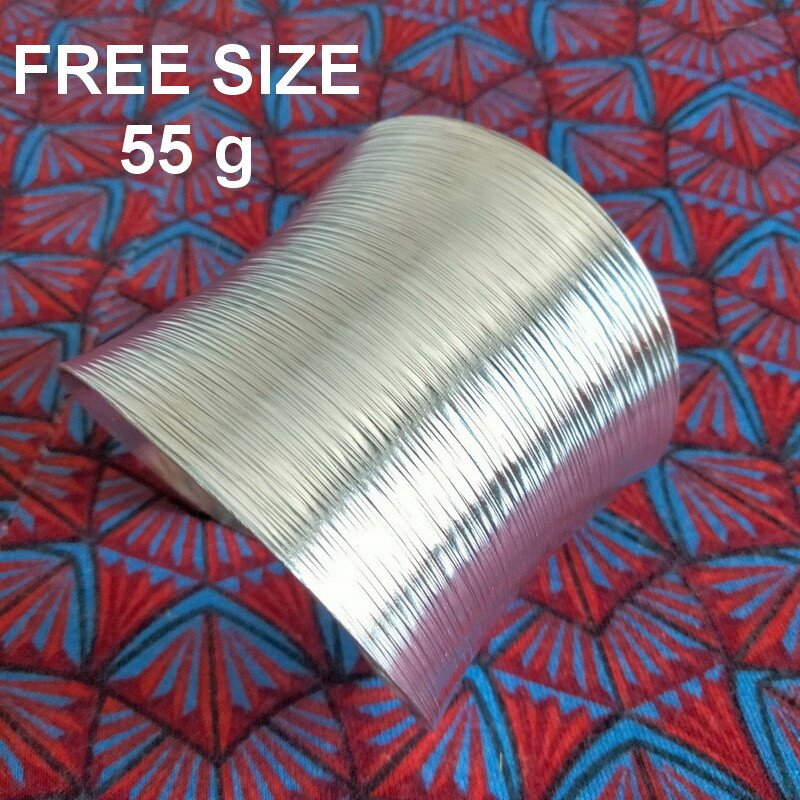 Fine Silver Bangles Sterling 925 Cuff Craft Free Size Vintage Scratch BA001