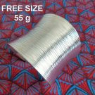 Fine Silver Bangles Sterling 925 Cuff Craft Free Size Vintage Scratch BA001