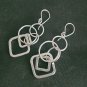 FINE SILVER EARRINGS 925 STERLING CRAFT Dangle 11g Multiple shape rings 23608