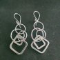 FINE SILVER EARRINGS 925 STERLING CRAFT Dangle 11g Multiple shape rings 23608