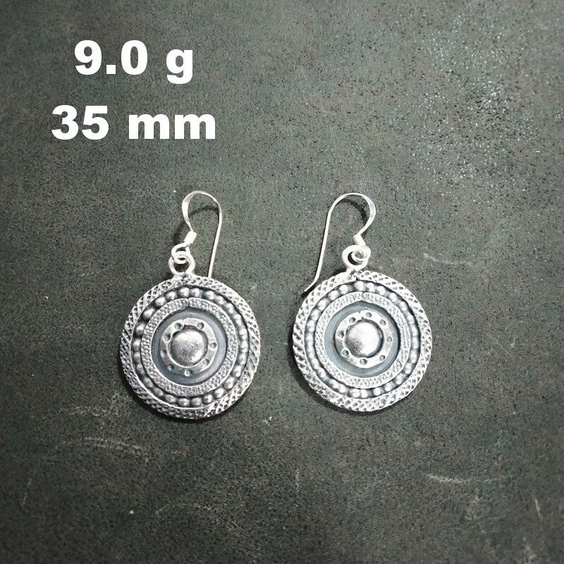 FINE SILVER EARRINGS 925 STERLING CRAFT Dangle 9g Round Vintage Charms L1905