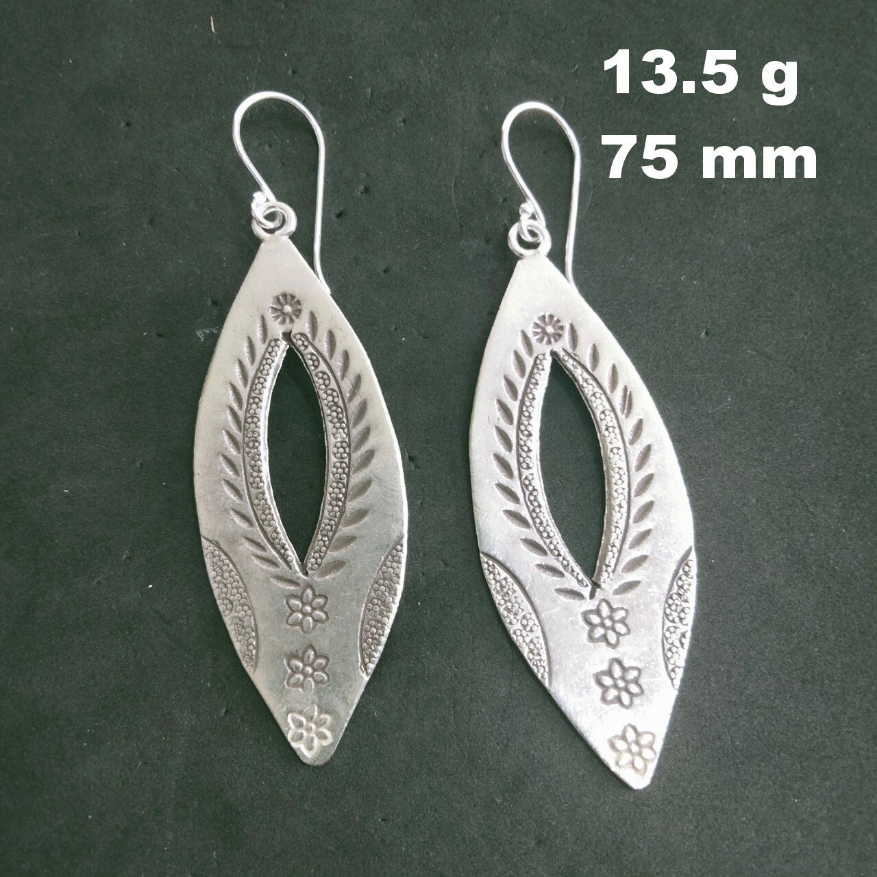 FINE SILVER EARRINGS 925 STERLING CRAFT Dangle 13g Vintage Surf Tribal 23817