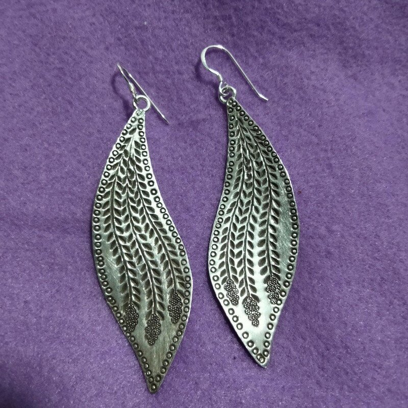 FINE SILVER EARRINGS 925 STERLING CRAFT VINTAGE TRIBAL JEWELRY WOMEN LOT1728