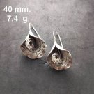 FINE SILVER EARRINGS 925 STERLING CRAFT Dangle 7g LOT18 Floral Flower 04