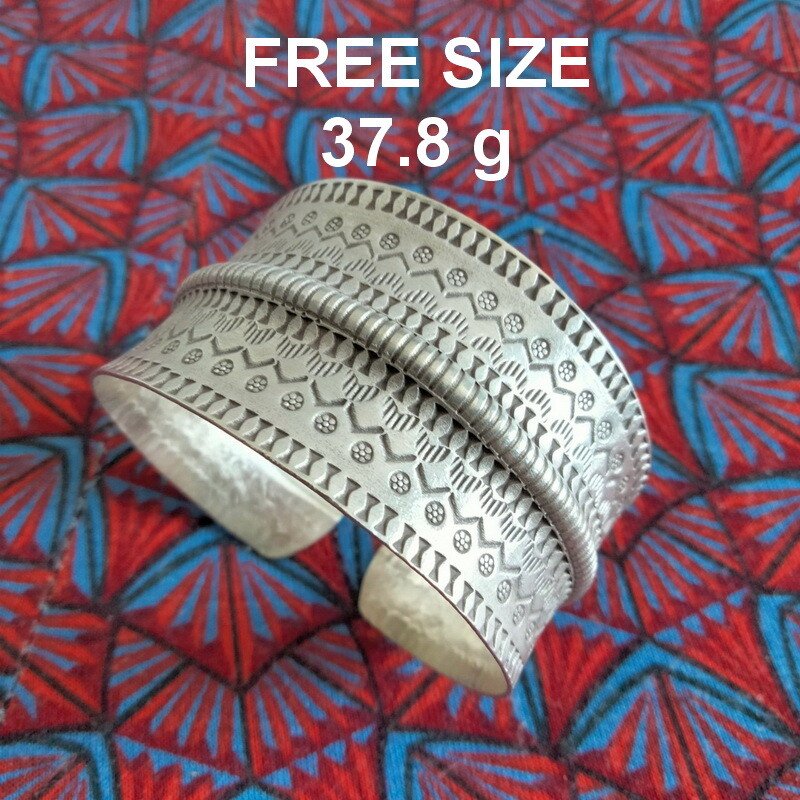 Fine Silver Bangles Sterling 925 Cuff Craft Free Size Artisan Vintage BA006