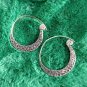 Fine Sterling Silver Earrings 925 Handcraft Tribal Jewelry Hoops Vintage ERA1212