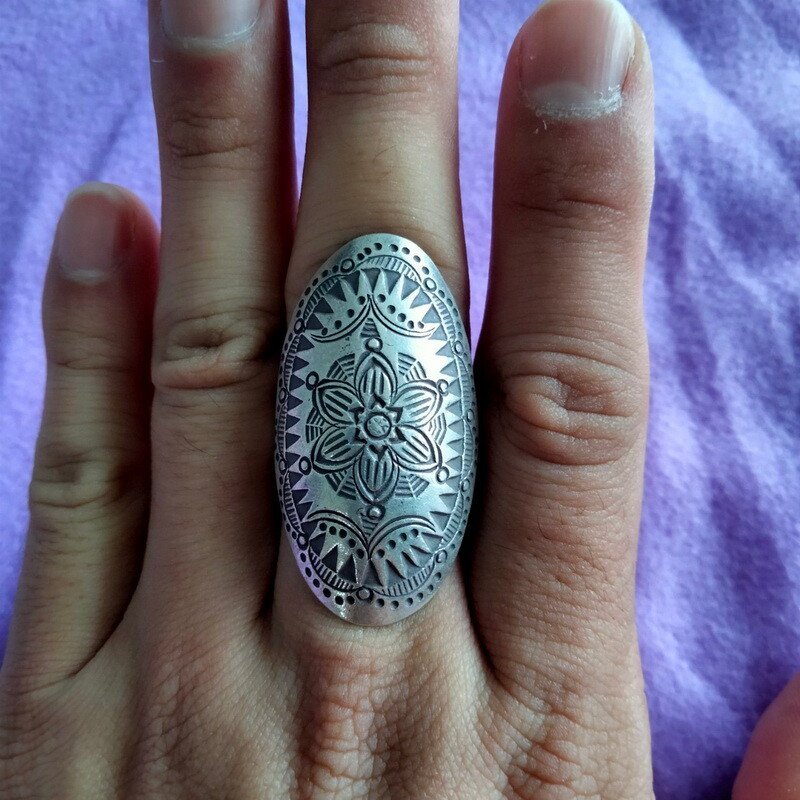 FINE SILVER RINGS 925 STERLING &atilde;�&ordf;&atilde;�&sup3;&atilde;�&deg; BAGUE ADJUSTABLE SIZE LONG OVAL R7712