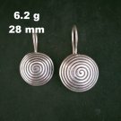 FINE SILVER EARRINGS 925 STERLING CRAFT Dangle 6g Hill Tribe Spiral round 23203