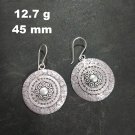 FINE SILVER EARRINGS 925 STERLING CRAFT Dangle 12g Vintage Round Tribal L1908