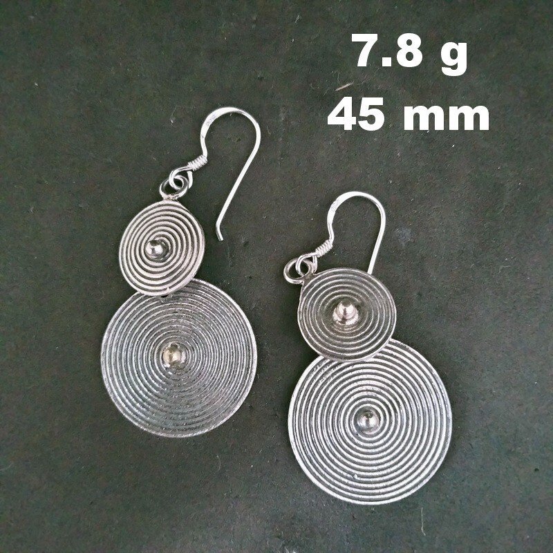 FINE SILVER EARRINGS 925 STERLING CRAFT Dangle 7g Hill Tribe Double 23209
