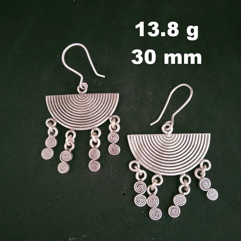 FINE SILVER EARRINGS 925 STERLING CRAFT Dangle 13g Charms Curve Filigree 23229