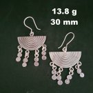 FINE SILVER EARRINGS 925 STERLING CRAFT Dangle 13g Charms Curve Filigree 23229