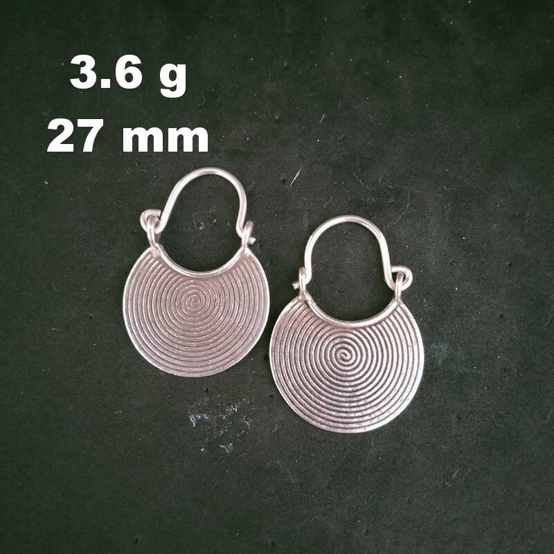FINE SILVER EARRINGS 925 STERLING CRAFT Dangle 3g Hill Tribe Spiral Curve 23214