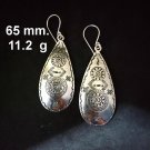 FINE SILVER EARRINGS 925 STERLING CRAFT Dangle 11g LOT18 LONG OVAL DROP 02