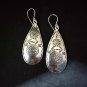 FINE SILVER EARRINGS 925 STERLING CRAFT Dangle 11g LOT18 LONG OVAL DROP 02