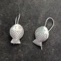 FINE SILVER EARRINGS VINTAGE CRAFT DANGLE ARTISAN 2g Minimalist FISH #E068