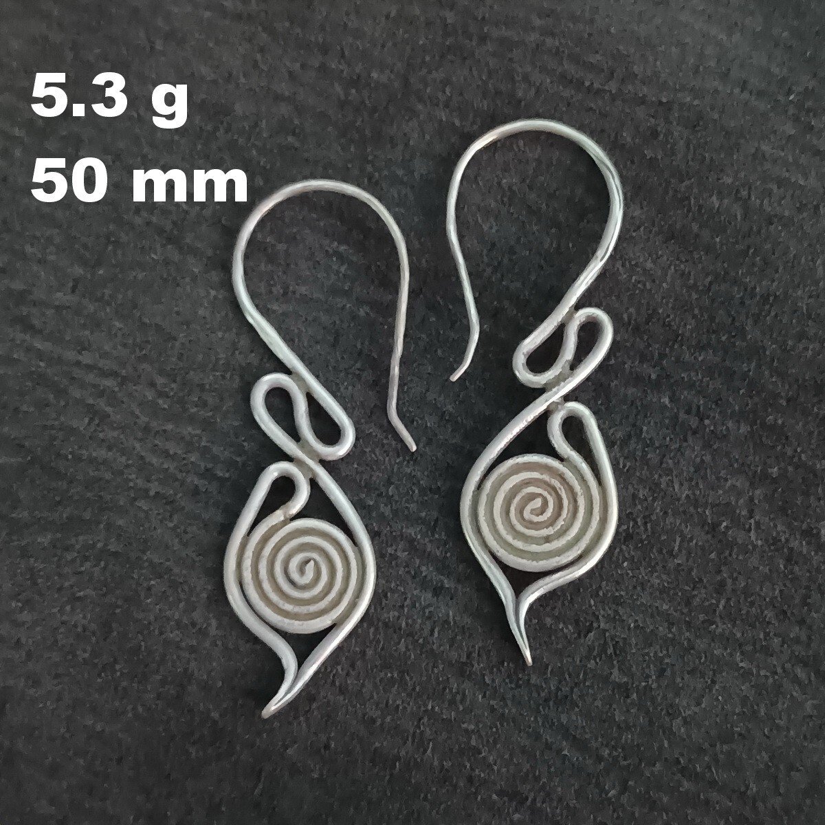 FINE SILVER EARRINGS VINTAGE CRAFT DANGLE ARTISAN 5g FILIGREE HOOK #E009