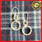 Fine Silver Earrings Sterling 925 Twin Double Circle Hammer Ring Surprise Gift