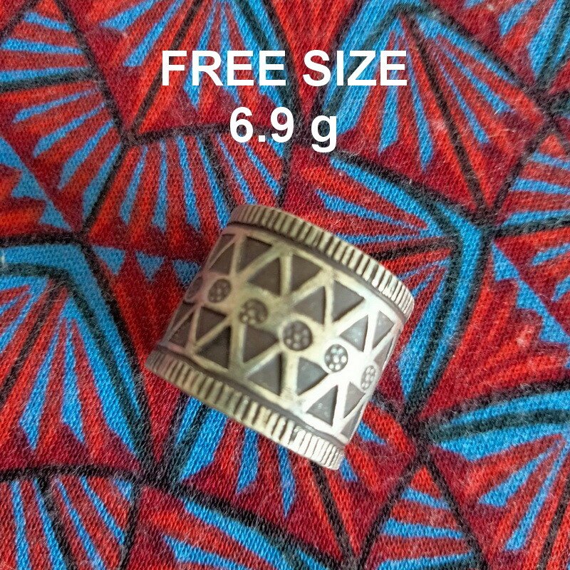 Fine Silver Rings Sterling 925 &euml;&deg;�&igrave;&sect;� Craft Free Size Vintage Tribal Styles R641009