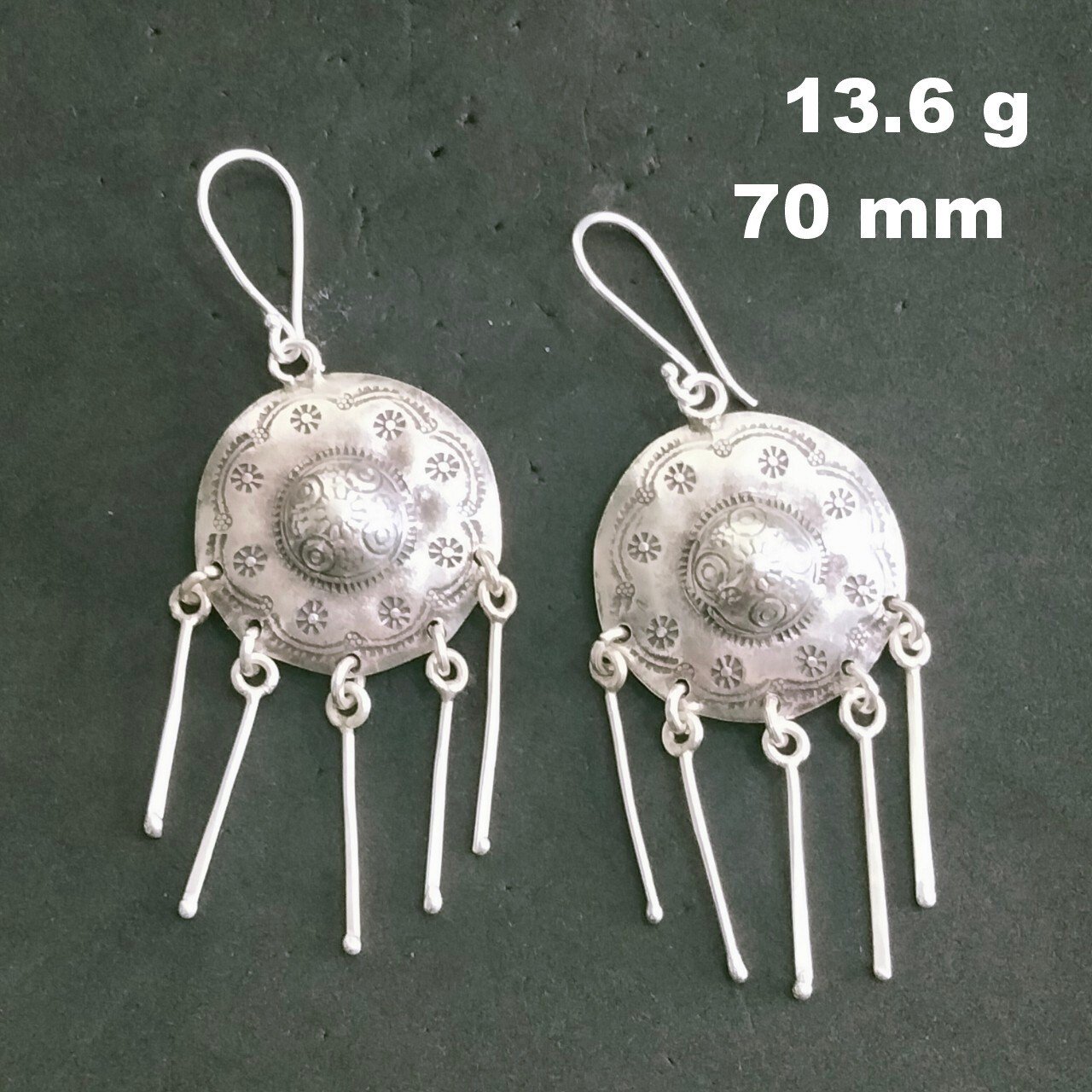 FINE SILVER EARRINGS 925 STERLING CRAFT Dangle 13g Tribal Vintage Chinese 23805