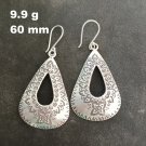 FINE SILVER EARRINGS VINTAGE CRAFT DANGLE ARTISAN 9g DROP ENGRAVED #E055