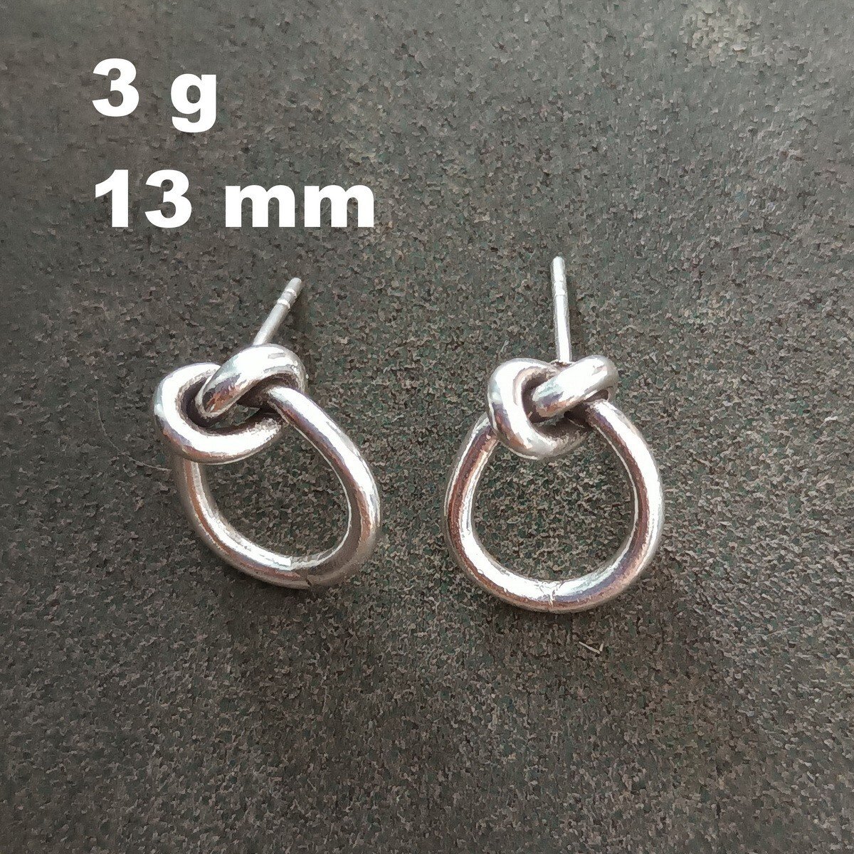 FINE SILVER EARRINGS VINTAGE CRAFT DANGLE ARTISAN 3g MINIMAL RIBBON STUD #E013