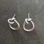 FINE SILVER EARRINGS VINTAGE CRAFT DANGLE ARTISAN 3g MINIMAL RIBBON STUD #E013