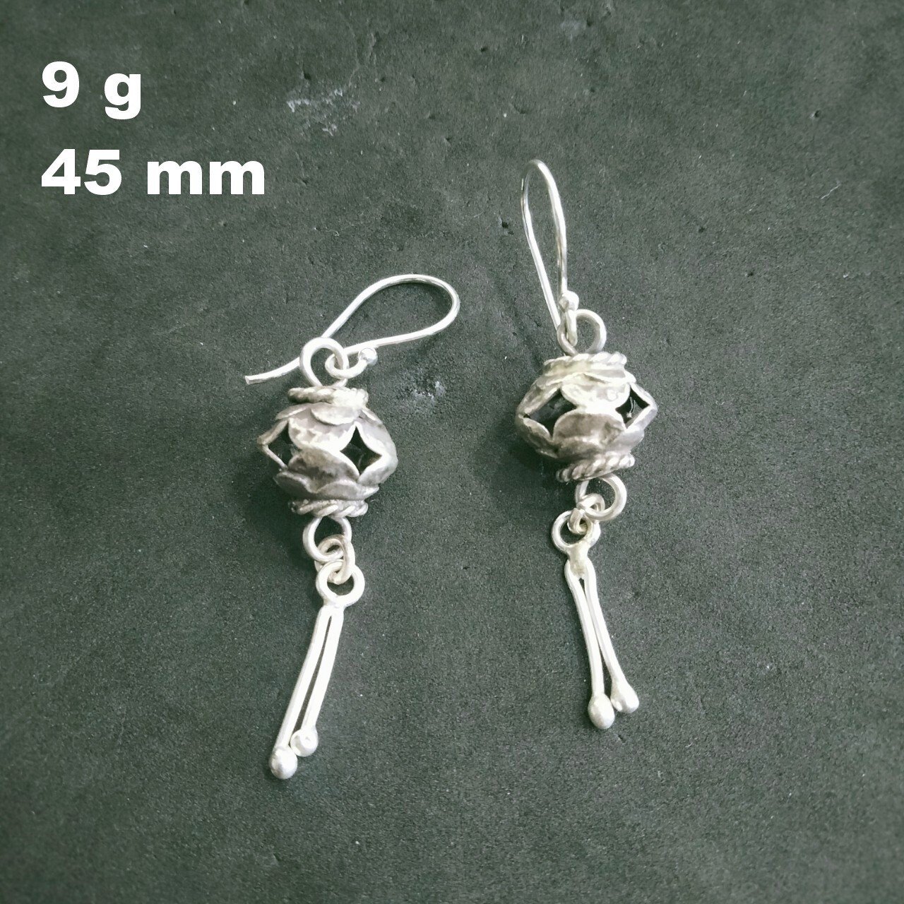 FINE SILVER EARRINGS 925 STERLING CRAFT Dangle 9g Vintage Chinese Charms 23821