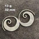 FINE SILVER EARRINGS VINTAGE CRAFT DANGLE ARTISAN 13g  ROLL FILIGREE ROUND #E040