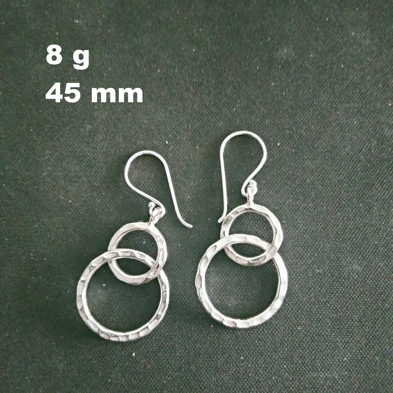 FINE SILVER EARRINGS 925 STERLING CRAFT Dangle 8g Double Hammered Round 23617