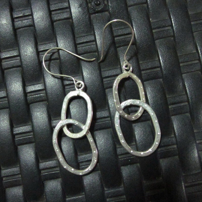 FINE SILVER EARRINGS 925 STERLING CRAFT VINTAGE DANGLE DROP DOUBLE LOOP