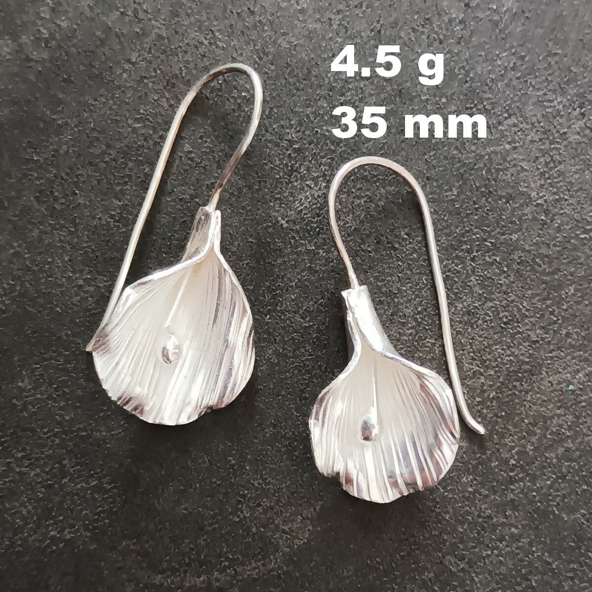 FINE SILVER EARRINGS VINTAGE CRAFT DANGLE ARTISAN 4g SWEET PEA FLOWER #E022