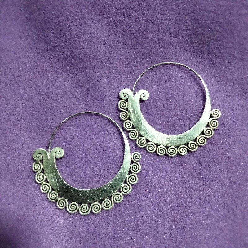FINE SILVER EARRINGS 925 STERLING CRAFT VINTAGE TRIBAL JEWELRY WOMEN LOT1719