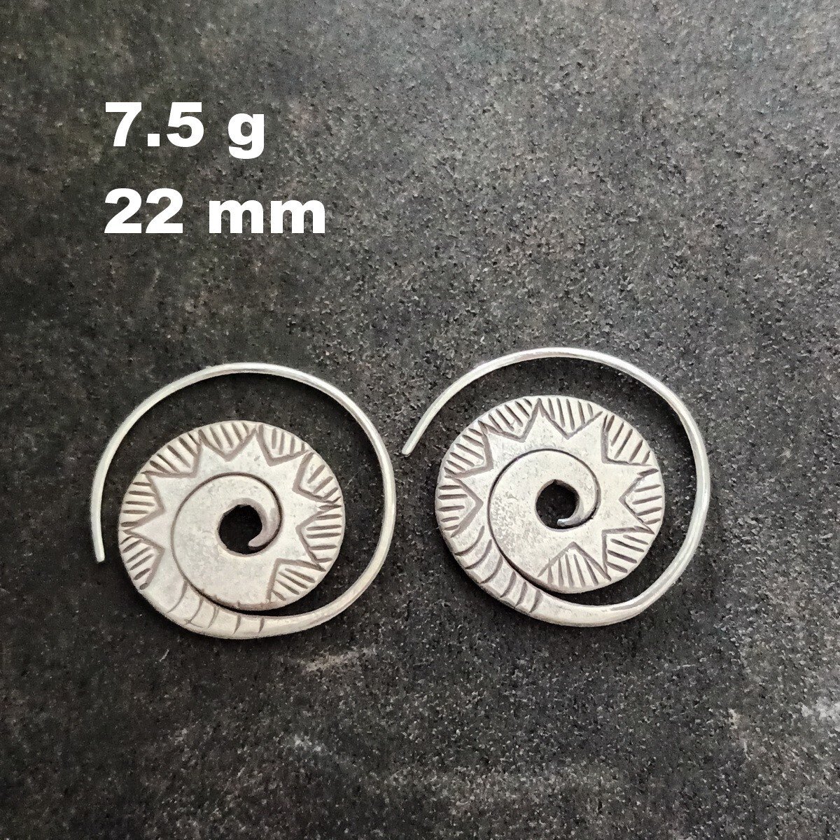 FINE SILVER EARRINGS VINTAGE CRAFT DANGLE ARTISAN 7g SPIRAL ROUND #E057