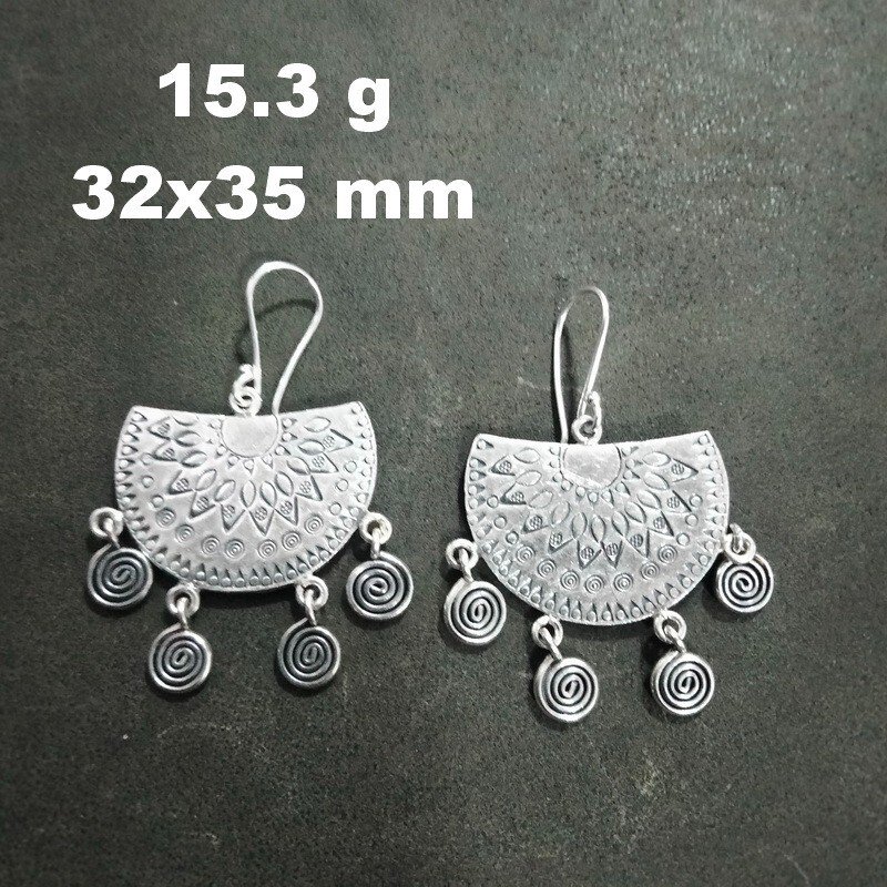 FINE SILVER EARRINGS 925 STERLING CRAFT Dangle 15g Curve Filigree Charms L1904
