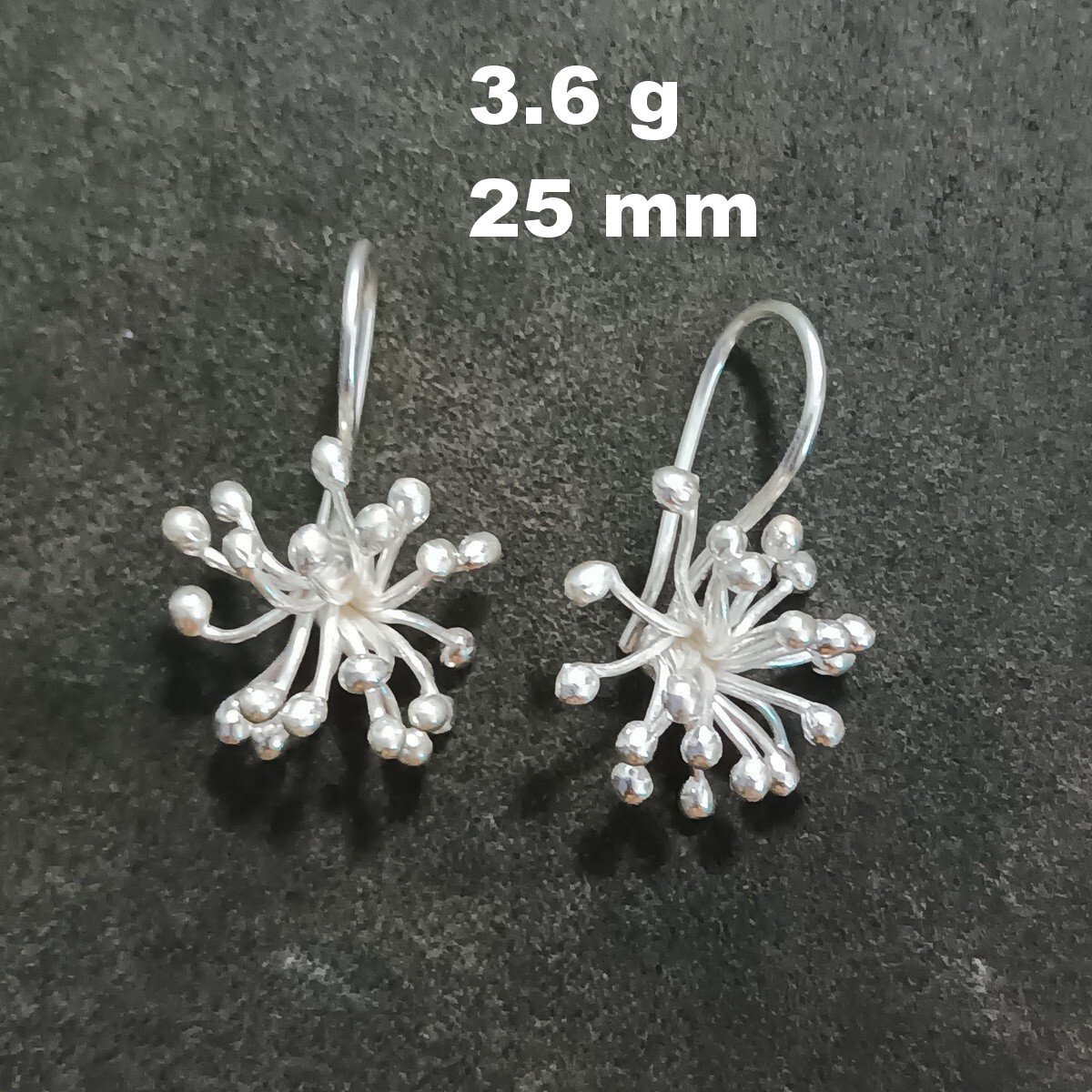 FINE SILVER EARRINGS VINTAGE CRAFT DANGLE ARTISAN 3g COTTON SHAPE #E047