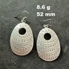 FINE SILVER EARRINGS VINTAGE CRAFT DANGLE ARTISAN 8g ENGRAVED OVAL #E003