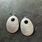 FINE SILVER EARRINGS VINTAGE CRAFT DANGLE ARTISAN 8g ENGRAVED OVAL #E003