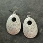 FINE SILVER EARRINGS VINTAGE CRAFT DANGLE ARTISAN 8g ENGRAVED OVAL #E003
